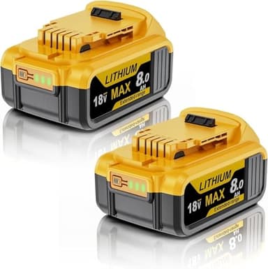 Batterie au lithium 18 V 8 Ah de remplacement : lot de 2 batteries rechargeables haute capacité avec indicateur LED pour outils électriques sans fil