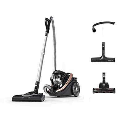 ROWENTA Silence Force Cyclonic Effitech Aspirateur sans Sac, 59 DB(A), Basse consommation, 900 W Max, Haute Filtration, Fabriqué en France RO7954EA, Noir/Or Rose