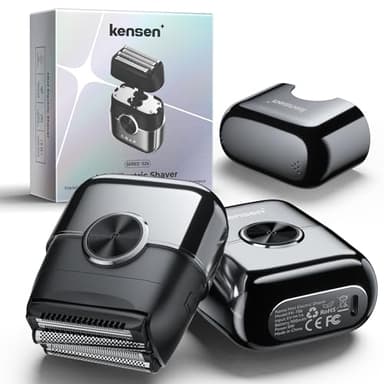 kensen Rasoir Electriques Hommes Barbe 120 mins d'Autonomie Mini Foil Shaver Homme avec 4 Lames Flottantes USB-C Tondeuse Barbe Étanche Rasoir électrique de Voyage pour Le Visage & La Barbe Wet & Dry