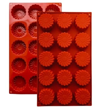 Moule en Silicone,1 Moule Marguerite avec Revêtement Antiadhésif, Moule en Silicone Pâtisserie pour Muffins, Brownies, Gâteaux, Cake, Pudding, Glaçons, Gelée, Quiches (29 x 17 cm) – 15 cavités