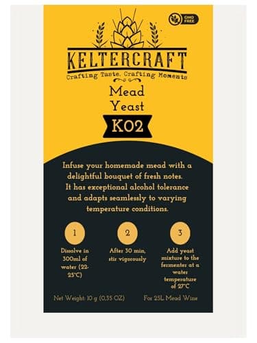 Keltercraft K02 Levure Hydromel [10g: Pour 25L] Mead Yeast | Faites votre propre vin d'hydromel !