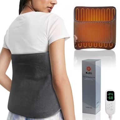 Coussin Chauffant Électrique pour Dos, Lombaire et Ventre, 128×40cm Ceinture Lombaires Chauffante Menstruelle avec Velcro, Chauffe-Dos, 6 Niveaux de Température, Arrêt Automatique à 3 Heures