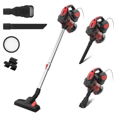 Aspirateur Balai avec Fil, Aspirateur Balai Filaire 18000pa 600W Puissant, 3 en 1 Aspirateur à Main avec 6m Long câble, Léger pour Sol Dur Poil Animaux Tapis