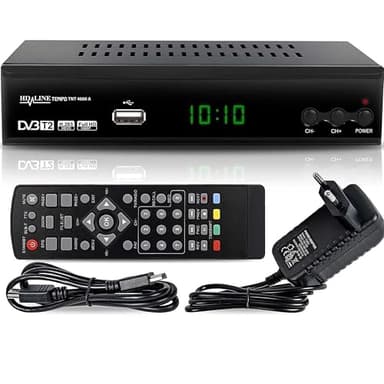 HD-Line Tempo 4000 Decodeur TNT HD pour TV/Full HD Decodeurs TNT Peritel/HDMI Décodeur, Demodulateur, Recepteur, Boitier, Adaptateur HEVC, Tuner, Noir, tmp4000