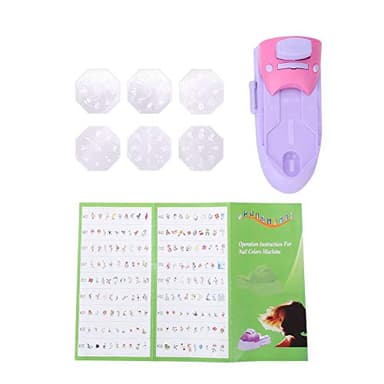 Imprimante à ongles Outils de manucure Machine d'impression professionnelle de modèles d'art d'ongles (1 Machine principale + 6 modèles en acier inoxydable imprimés + 1 Manuel de l'utilisateur)