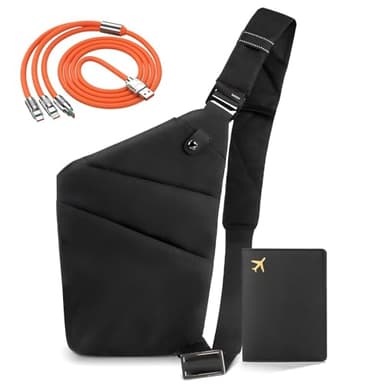 IUHFSIFS Sac à Bandoulière Antivol Femme & Homme – Confort Optimal | Poches Étanches & Anti-rayures | Design Ergonomique Sans Pression | Protection Maximale pour Vos Objets de Valeur, Noir
