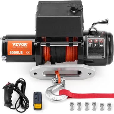 VEVOR Treuil électrique 2722 kg 12 V CC, treuil pour camion avec corde synthétique Φ0,6 x 1676,4 cm, guide-câble, télécommande sans fil et filaire, étanche IP55, pour SUV, tout-terrain, camion, bateau