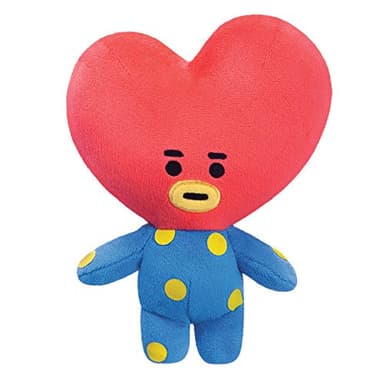 Aurora Produits officiels BT21 signés World, peluche TATA, petit modèle, 61327, bleu et rouge