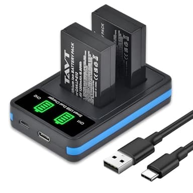 TAVT Lot de 2 batteries LP-E12 1200 mAh et chargeur pour Canon PowerShot SX70 HS, EOS M50, M50 Mark II, EOS M100, 100D, M, M2, M10, Rebel SL1, Kiss X7