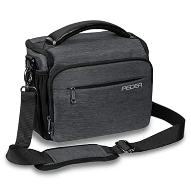 PEDEA Sacoche pour appareil photo DSLR "Noble" Pour appareils réflex avec protection imperméable anti-pluie, bandoulière et compartiments pour accessoires, Taille XL, gris