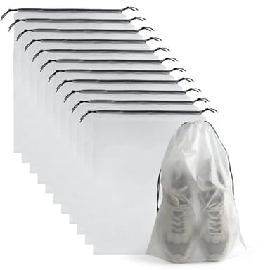 Lot de 12 Sacs à Chaussures de Voyage PLULON Transparents avec Cordon de Serrage, pour Ranger Vos Affaires de Voyage, étanches à la poussière et à l'eau
