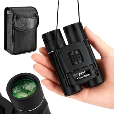 Jumelles Compactes 8x21, Prisme BAK-4, Lentille FMC Verte, Portables Ultra-Pliables avec Étui de Transport