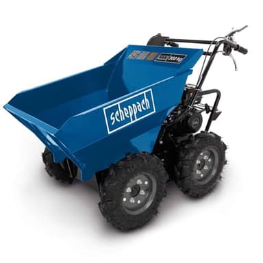 Scheppach Dumper - Benne motorisée thermique DP3000 | Charge maximale de 300kg | 5,6 CV | 4 roues motrices | 3x marche avant / 1x marche arrière | Mini brouette - mini camion benne