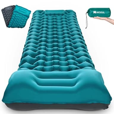 AKSOUL Matelas De Camping Auto-Gonflant: Grand Matelas Gonflable Extérieur Ultra-Léger Épais Matelas De Couchage Gonflable Avec Oreiller Matelas D'Isolation Thermique Pliable Pour Tente Trekking Plage