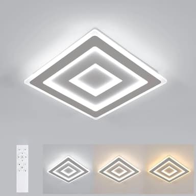 Comely Plafonnier LED Dimmable Carré Moderne, 52W 5850LM 40cm 3000K-6500K, Blanc Luminaire Plafonnier Intérieur avec télécommande, Lampe de Plafond LED pour Chambre à Coucher, Salon