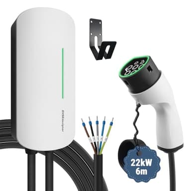 EVSEdesigner Wallbox 22kW Station de Recharge Domestique de Type 2 pour véhicules électriques Câble triphasé de 6M Utilisation extérieure et intérieure