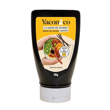 Yacon&co Sirop Vanille Squeeze - Alternative naturelle au sucre - Sans conservateur - Fabriqué en France - IG le plus bas du marché - Prébiotiques - Pouvoir sucrant - Texture miel - Vegan,Keto