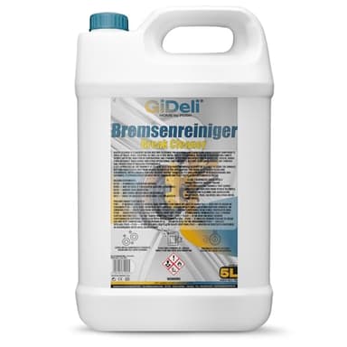 GiDeli Nettoyant pour freins - Bidon de 5 l - Pour voiture, moto et vélo - Élimine l'huile, la graisse, la poussière de frein, les résidus de colle - Dégraissant d'atelier, séchage rapide, sans
