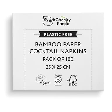 The Cheeky Panda Serviette de Table Papier Bambou | 25 x 25 cm | Lot de 100 | Serviette En Papier Jetable