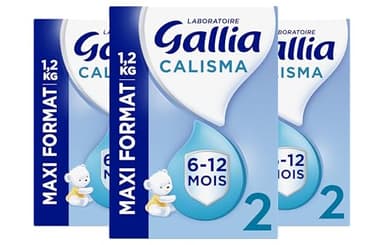 Laboratoire Gallia - Calisma 2ème âge - Lait en Poudre Enrichi en Vitamines A, C & D - Sans Huile de Palme - Bébé de 6 à 12 mois - Lot de 3x1,2kg