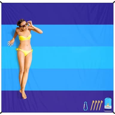 Kezidhp Couverture de plage sans sable - Super grande - 220 x 210 cm - Imperméable - Anti-sable - Tapis de plage doux - Portable - Avec sac de rangement - Pour plage, camping, pique-nique, randonnée