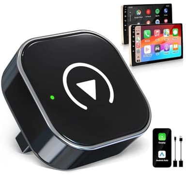 Adaptateur CarPlay sans Fil 2 en 1 pour Apple CarPlay & Android Auto, Bluetooth 5.0, Plug and Play, Connexion Rapide Stable, Compatible avec iOS 12+/Android 11+et Autos à partir de 2016 (Noir)