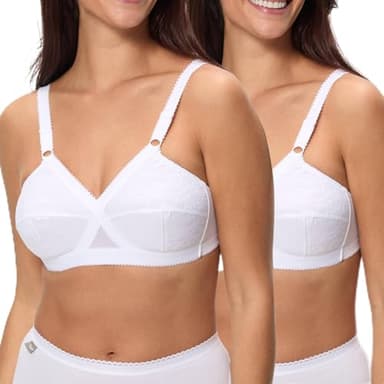 Playtex Lot de Soutiens-Gorge sans Armatures Classique Cœur Croisé Femme x2, Blanc/Blanc, 105C
