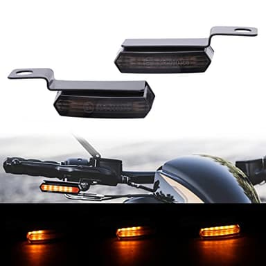JMTBNO Mini LED Clignotant Moto Guidon Aluminium Lumières Ambrés lndicateurs Étanche Séquentiel Lampe Ampoule Universel 12V Homologue pour Cruiser Bobber Chopper Cafe Racer Scooter
