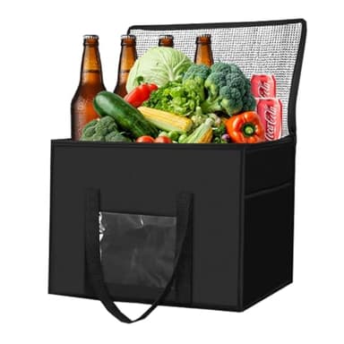 JINGTOPS Sac Isotherme 50 Litres, Grand Sac Isotherme Pliable pour Voiture, pour Barbecue, Camping, Pique-nique, Courses, 45 x 31 x 36 cm