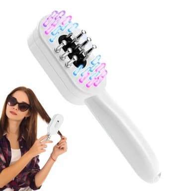 Brosse à Cheveux Massante | Massage du Cuir Chevelu avec Lumières Rouge et Bleue,Soin Quotidien Rechargeable à l'Huile pour Absorption Optimisée Femme Adulte Mère Épouse Salon Maison Voyage