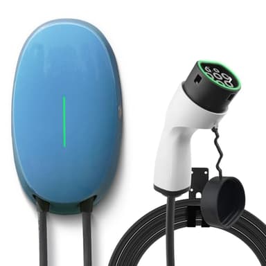 EIDYBOX Type 2 Wallbox pour Vehicule Electrique, 7,2KW Monophasé 32A Borne de Recharge avec Câble de 6M, Station de Recharge pour véhicules électriques à Domicile, Étanchéité IP66 Bleu