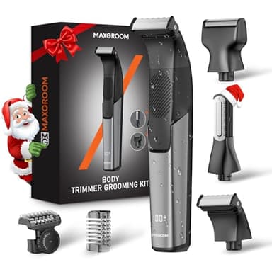 MAXGROOM 3 En 1 Tondeuse Corps Homme Tondeuse Intime Homme Autonomie de 100 mins Rasoir Electriques Corps Type-C Rasoir Intime IPX6 Étanche avec Peigne Limite (Noir)