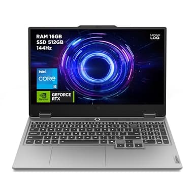 Lenovo LOQ 15IRX10 - Ordinateur Portable Gaming 15.6'' FHD (Intel Core i5-13450HX, RAM 16Go, SSD 512Go, NVIDIA RTX 5060 8GB, sans Système d'Exploitation) Clavier rétroéclairé AZERTY Français - Gris