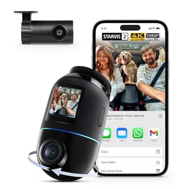 70mai Dash Cam 4K Omni, 4K+1080P Dashcam Voiture Avant Arriere 360°, Détection Mouvement AI, Enregistrement Boucle, Mode Stationnement 24H, Camera Voiture de Contrôle APP, ADAS, Max 512 GO
