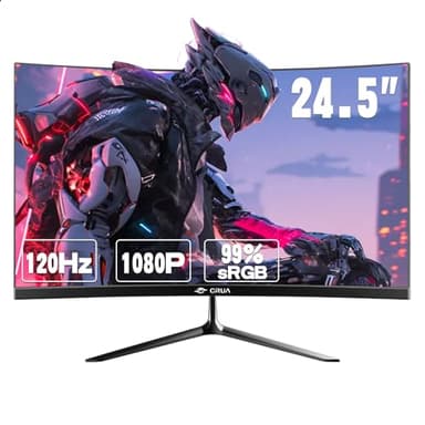 CRUA Ecran Gaming 24.5" 120Hz Courbé 2800R - Moniteur PC Full HD IPS - Temps de Réponse 1ms Freesync, Couleurs 100% sRGB, Protection des Yeux - Écran PC Bureau et Divertissement avec Ports HDMI VESA