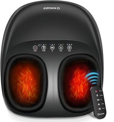 KNQZE Machine De Masseur Pieds Avec Chaleur, Pétrissage Profond et Massage Shiatsu, Compression d'Air, Synchronisation Intelligente, Soulage la Fasciite Plantaire et la Douleur, Jusqu'à la Taille 46