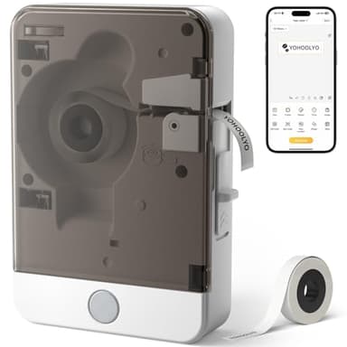 YOHOOLYO Étiqueteuse Autocollantes Bluetooth Thermique 203DPI Mini Imprimante Étiquette Autocollante Portable avec 1 Rouleau d'Étiquettes APP Connexion Compatible avec iOS et Android