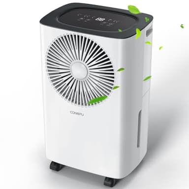CONOPU Deshumidificateur d air Electrique 12 litres/jour, Drainage Continu, Déshumidification Automatique, Mode Sommeil, Minuterie 24H, Anti Mosissure，Apportant de la Chaleur aux Jours de Pluie
