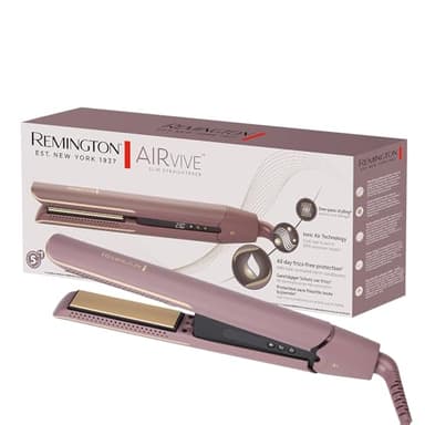 Remington AIRvive Lisseur Cheveux [Technologie Ionic Air : résultats de coiffage longue durée] Revêtement ultra-céramique avec micro-actifs (plaques étroites, écran LCD, 150-230°C) Fer à lisser S8930
