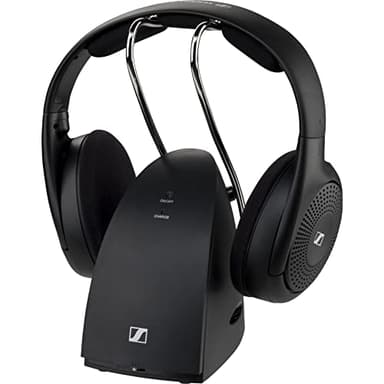 Sennheiser RS 120-W, Casque Bluetooth pour la télévision, 3 modes de son, design léger, contrôle facile du volume, portée de 60 m et combiné émetteur/chargeur, Noir