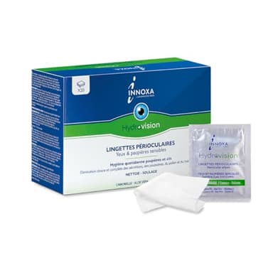INNOXA Laboratoires - 20 Lingettes Nettoyantes Oculaires - Hygiène Paupières et Cils - Secheresse Oculaire - Orgelets - Chalazions - Blépharoconjonctivites - Irritation - Démangeaison - Idéal Voyage