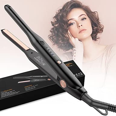 Mini Lisseur Cheveux Court,HyAdierTech 2 en 1 Mini fer à Lisser en Céramique, Petit fer à Lisser Portable 150℃- 210℃, Double Tension, Convient aux hommes et aux femmes aux cheveux courts,Noir