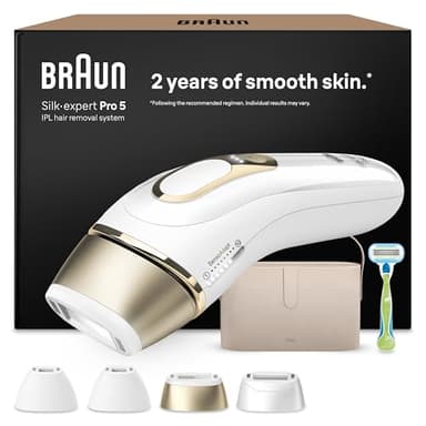 Braun Epilateur Lumiere Pulsee Silk·expert Pro 5 PL5342, Epilation Semi-Définitive, Alternative Au Laser, Résultats En 2 Séances, Rasoir Gillette Venus, 4 Têtes Pour Epiler Jambes, Visage, Maillot