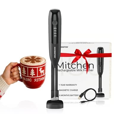 HAVENSTON Mitchen 180 | Mousseur à Lait Rechargeable Double Vitesse, Performance Barista. Mousseur à Lait électrique avec 6 Mois d’Autonomie. Milk Frother pour Cappuccino, Matcha Latte
