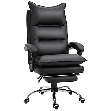 Vinsetto Fauteuil de Bureau Ergonomique Chaise de Bureau Grand Confort avec Repose-Pied Dossier inclinable Hauteur réglable polyuréthane 66 x 72 x 122-130 cm Noir