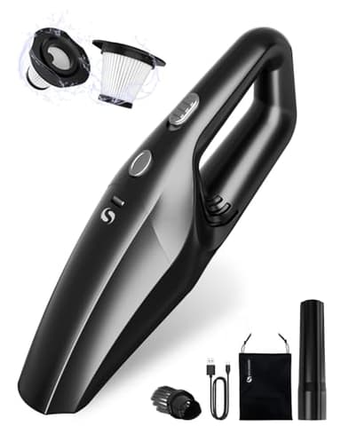 SERVOMASTER Aspirateur a Main, Mini Aspirateur Voiture Puissant sans Fil avec Batterie Rechargeable, Aspirateur De Table avec HEPA, Accessoires Interieur Kit Nettoyage Voiture pour Homme Femme