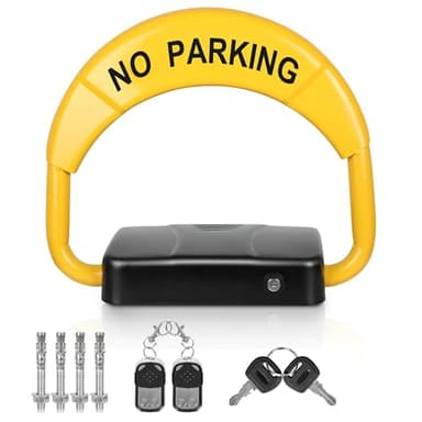 ORIENTOOLS Barrière de stationnement automatique 30 m, télécommande de verrouillage de stationnement avec 2 télécommandes, parking privé, fonctions d'alarme intelligentes de verrouillage de voiture