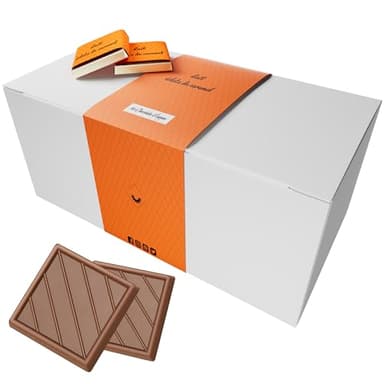 Coffret de Chocolats - Boîte de 70 Carrés de Chocolat Individuels au Lait et Eclats de Caramel à Déguster ou Offrir - 100% Pur Beurre de Cacao - Fabriqué en France - 350 Gr