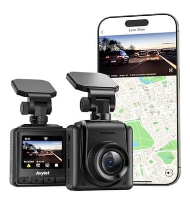 2K Dashcam Avant Wi-FI, Camera Embarquée Voiture App, PEC du Module GPS Externe, Grand Angle de 170°, Vision Nocturne, 24H Mode Parking, Détection de Mouvement, Capteur G, Enregistrement en Boucle