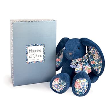 HISTOIRE D'OURS - Peluche Lapin Bleu - 25 Cm - Collection Copains Câlins - avec Boîte Cadeau - Doudou Tout Doux - Idée Cadeau de Naissance et Anniversaire Filles et Garçons - HO3120